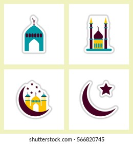 Label icon on design sticker collection ramadan Arabic assembly