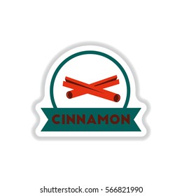 Label icon on design sticker collection kitchenware seasoning cinnamon with ribbon