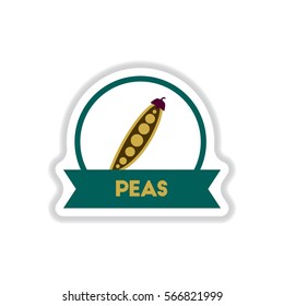 Label icon on design sticker collection peas with ribbon