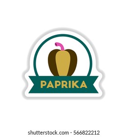 Label icon on design sticker collection paprika with ribbon