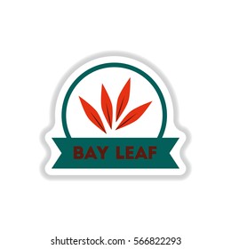 Label icon on design sticker collection kitchenware seasoning bay leaf with ribbon