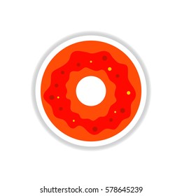 Label icon on design sticker collection donut with cream