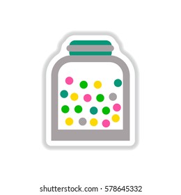 Label icon on design sticker collection candy in jar