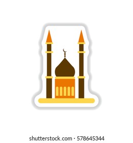 Label icon on design sticker collection Arab mosque