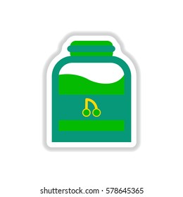 Label icon on design sticker collection candy in jar