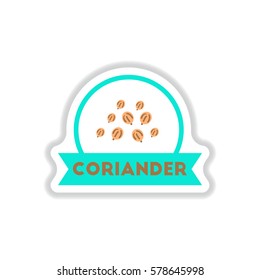 Label icon on design sticker collection kitchenware seasoning coriander with ribbon