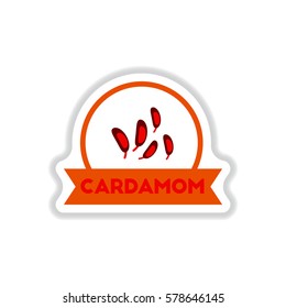 Label icon on design sticker collection kitchenware seasoning cardamom with ribbon