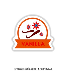 Label icon on design sticker collection kitchenware seasoning vanilla with ribbon