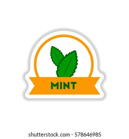 Label icon on design sticker collection kitchenware seasoning mint with ribbon