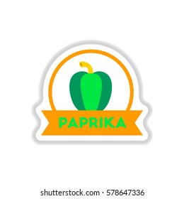 Label icon on design sticker collection paprika with ribbon