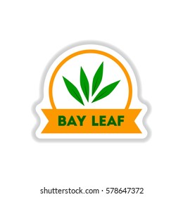 Label icon on design sticker collection kitchenware seasoning bay leaf with ribbon