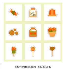 label icon on design sticker collection candy and sweets set