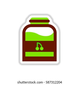 Label icon on design sticker collection candy in jar