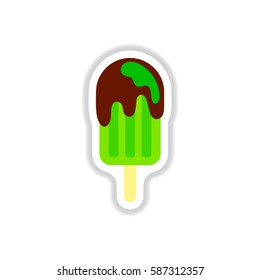Label icon on design sticker collection ice cream
