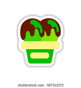 Label icon on design sticker collection ice cream