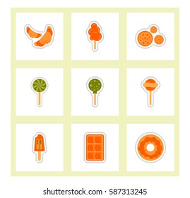 label icon on design sticker collection candy and sweets set