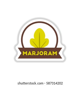 Label icon on design sticker collection kitchenware seasoning marjoram with ribbon