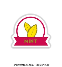 Label icon on design sticker collection kitchenware seasoning mint with ribbon