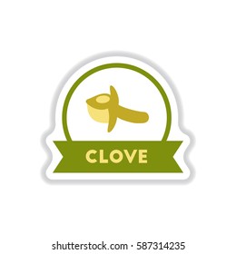 Label icon on design sticker collection kitchenware seasoning clove with ribbon