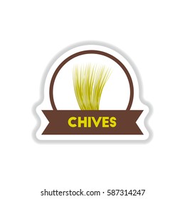 Label icon on design sticker collection kitchenware seasoning chives with ribbon