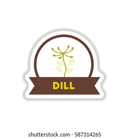 Label icon on design sticker collection kitchenware seasoning dill with ribbon