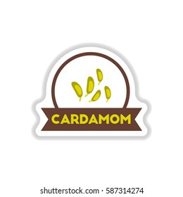 Label icon on design sticker collection kitchenware seasoning cardamom with ribbon