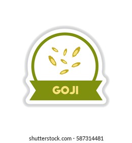 Label icon on design sticker collection kitchenware seasoning goji with ribbon