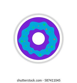 Label icon on design sticker collection donut with cream