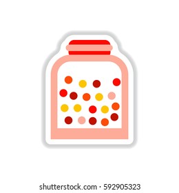 Label icon on design sticker collection candy in jar