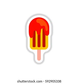 Label icon on design sticker collection ice cream