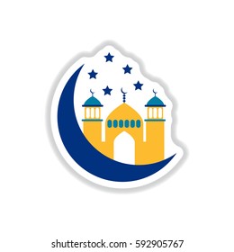 Label icon on design sticker collection Arab mosque