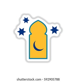 Label icon on design sticker collection Arab mosque