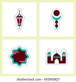 Label icon on design sticker collection ramadan Arabic assembly