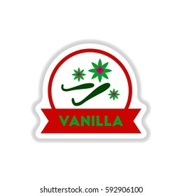 Label icon on design sticker collection kitchenware seasoning vanilla with ribbon
