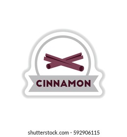 Label icon on design sticker collection kitchenware seasoning cinnamon with ribbon