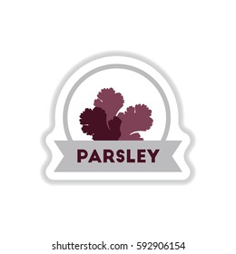 Label icon on design sticker collection kitchenware seasoning parsley with ribbon