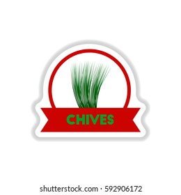 Label icon on design sticker collection kitchenware seasoning chives with ribbon