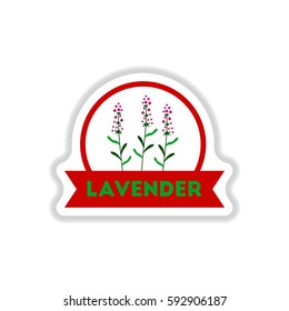 Label icon on design sticker collection kitchenware seasoning lavender with ribbon