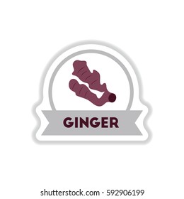 Label icon on design sticker collection kitchenware seasoning ginger with ribbon