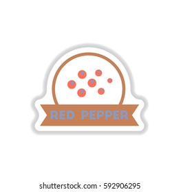 Label icon on design sticker collection kitchenware seasoning red papper with ribbon