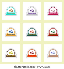 Label icon on design sticker collection kitchenware seasoning spice with ribbons