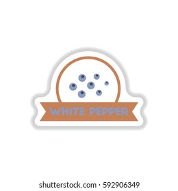 Label icon on design sticker collection kitchenware seasoning white papper with ribbon