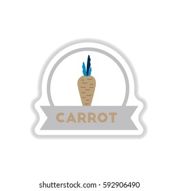 Label icon on design sticker collection carrot with ribbon
