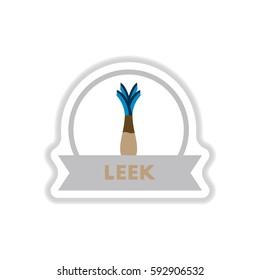 Label icon on design sticker collection leek with ribbon