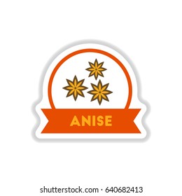 Label icon on design sticker collection kitchenware seasoning anise with ribbon