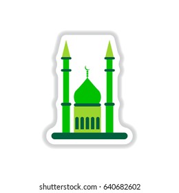 Label icon on design sticker collection Arab mosque