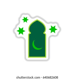Label icon on design sticker collection Arab mosque
