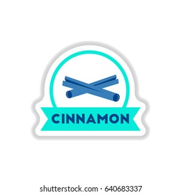 Label icon on design sticker collection kitchenware seasoning cinnamon with ribbon