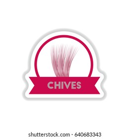 Label icon on design sticker collection kitchenware seasoning chives with ribbon