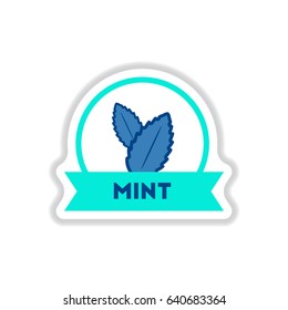 Label icon on design sticker collection kitchenware seasoning mint with ribbon